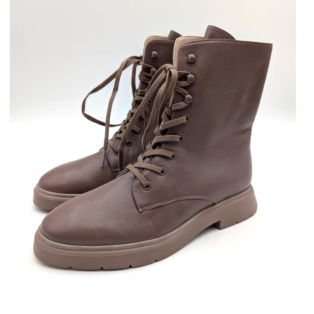 Stuart Weitzman McKenzee Lace-Up Combat Boots Women's Taupe Size US5.5B EU36